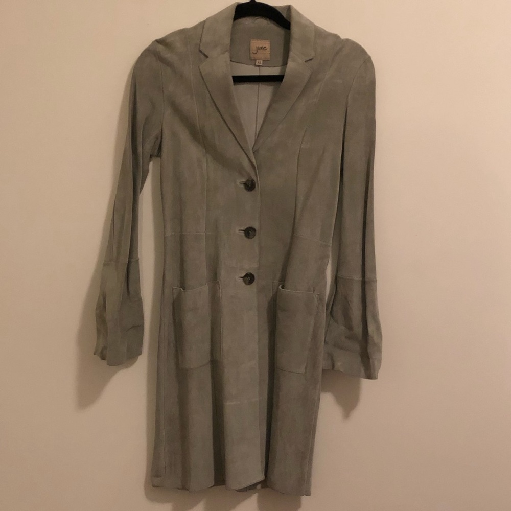 Sage green suede coat with free skirt!
